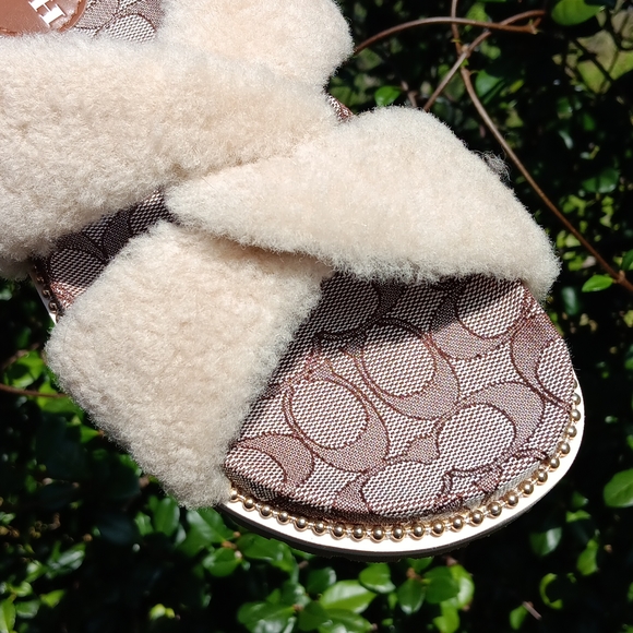 COACH TALLY LADIES SHEARLING PADDED SLINGBACK SANDALS IN SIGNATURE JACQUARD - Picture 12 of 16